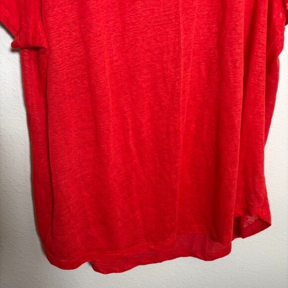 Tahari T-Shirt Women's 1X Round Neck 100% Linen Short Sleeve Sheer Top Shirt - Picture 3 of 7